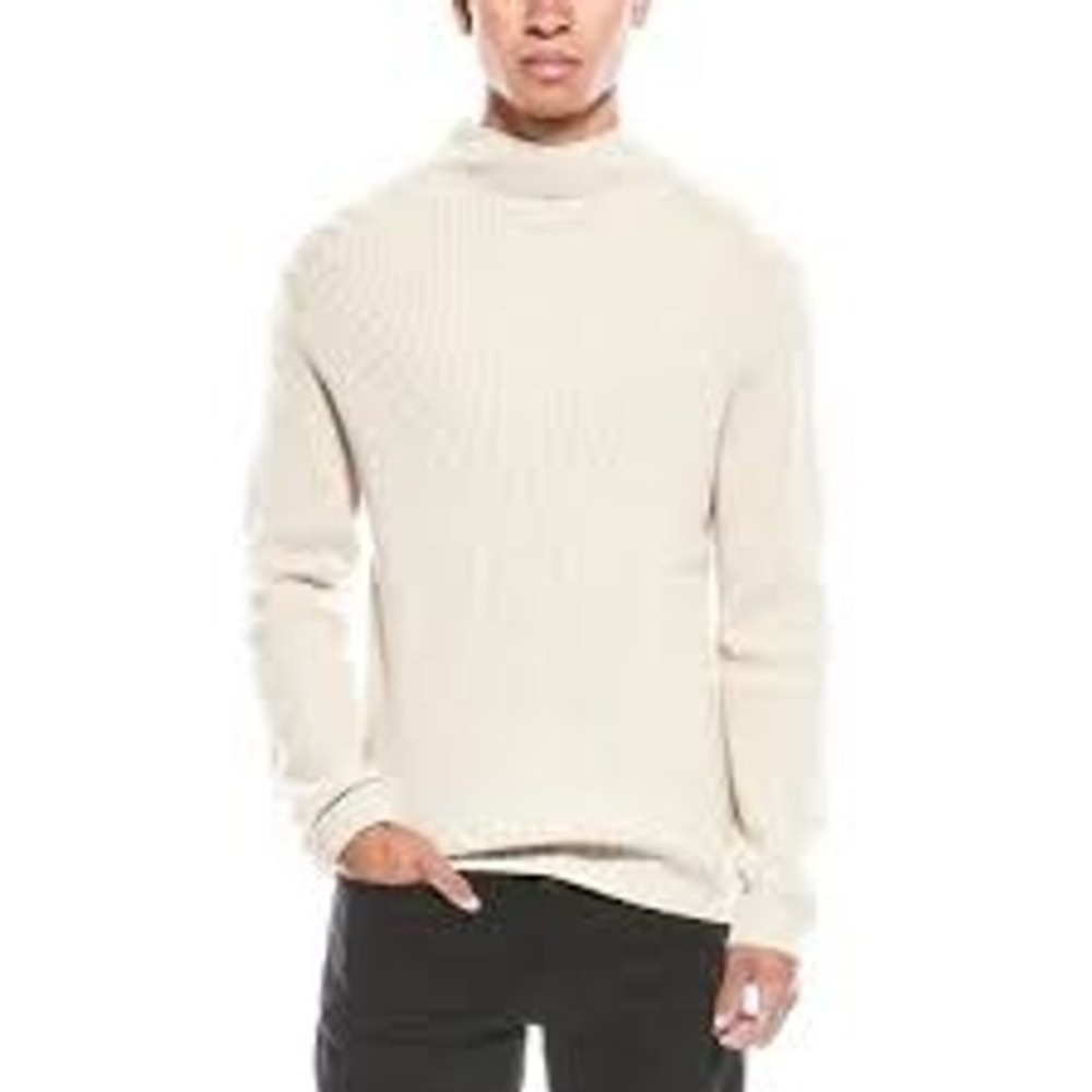 Theory Mens Cream Wool Cashmere Mock Neck Ribbed Sweater Nardo RN O_Governor L